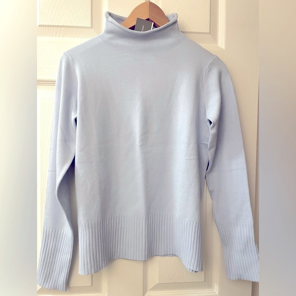 French Connection Funnel Neck Mock Turtleneck Sweater Sky Blue NWT